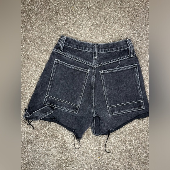 John Galt Brandy Melville Black Distressed Denim Shorts - Picture 6 of 7